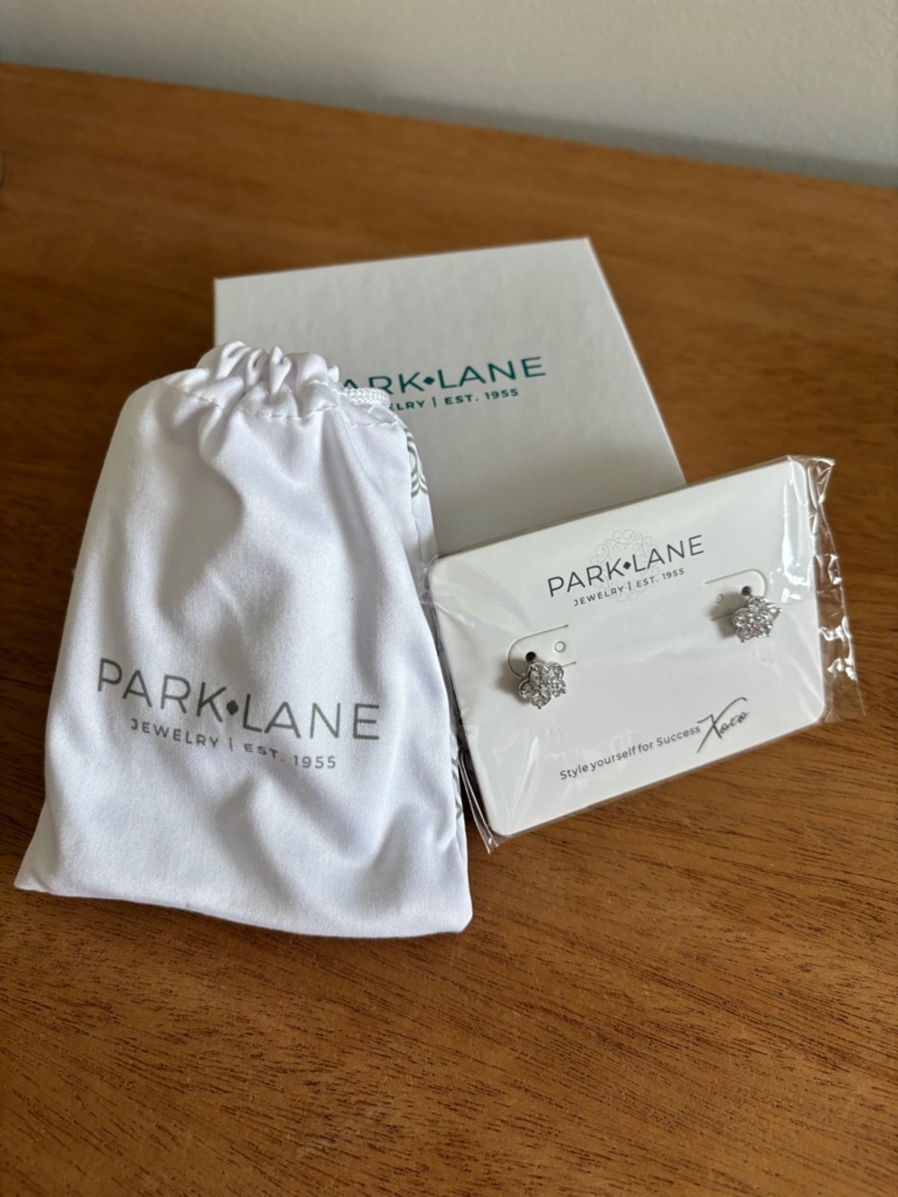 Park Lane Sparkle Box Silver Crystal Flower Stud Earrings